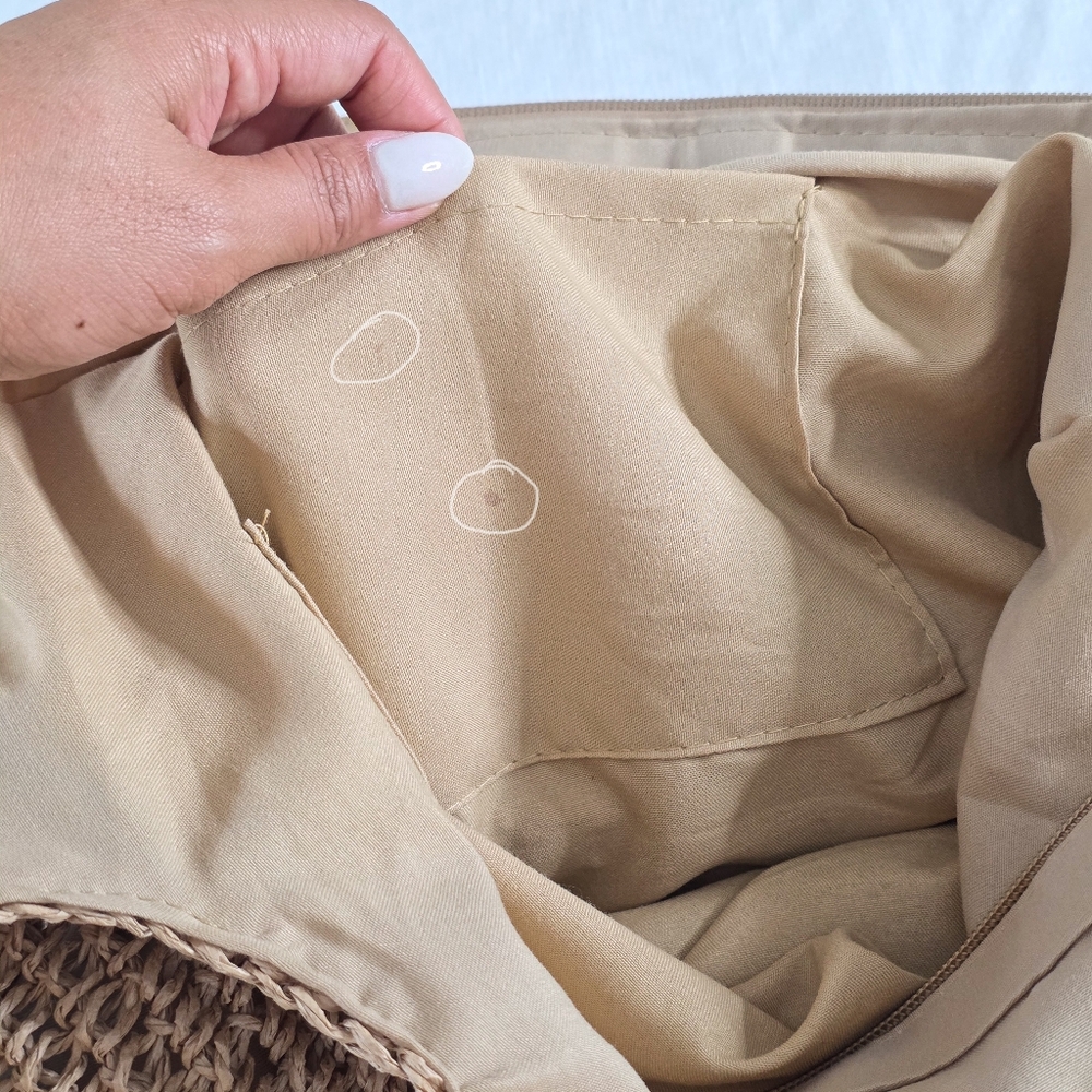 Woven Straw Tote Bag in Natural Beige - Casual Shoulder Tote - Picture 13 of 13